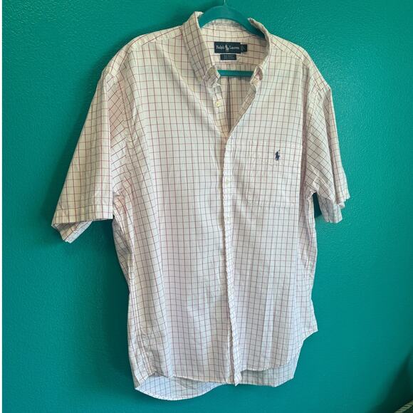 Ralph Lauren Pink Grid Big Shirt 100% Cotton Button Up Shirt Men's Large - Picture 2 of 10